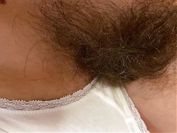 Dirty white panty with hairy bush 