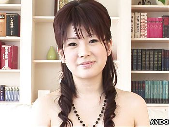 Japanese brunette girl Hina Kawamura masturbating at home uncensored.